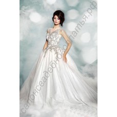 Пышное свадебное платье с бисером и стразами из органзы